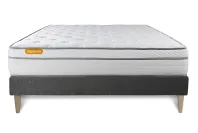 Ensemble Matelas Sommier 140x190 cm - Sommier Gris (en kit) - Memo Luxe Ensemble Matelas Sommier 140x190 cm - Sommier Gris (en kit) - Memo Luxe
