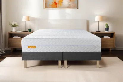 Ensemble Matelas Sommier 200x200 cm - 2 Sommiers Gris - Memo Bio