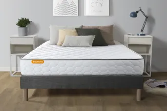 Ensemble Matelas Sommier 140x190 cm - Sommier Gris (déjà monté) - Memo