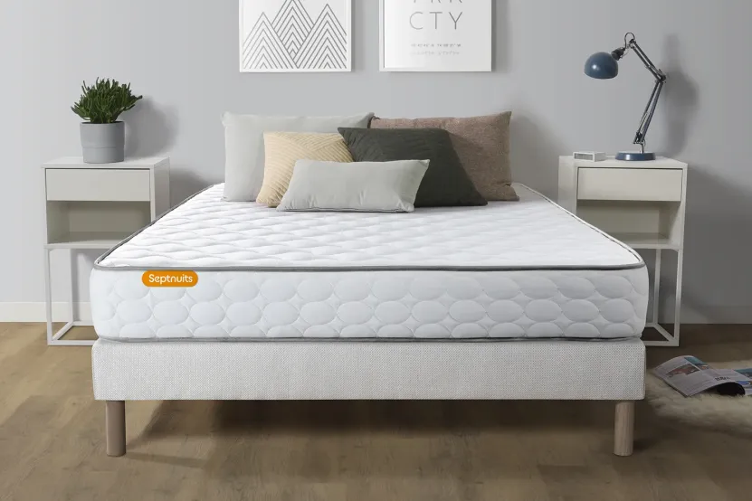 Ensemble Matelas Sommier 140x200 cm - Sommier Blanc (déjà monté) - Memo