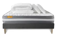 Pack lit complet 140x200 cm - Matelas + Sommier Gris (en kit) + 2 oreillers + Couette - Memo Plus Pack lit complet 140x200 cm - Matelas + Sommier Gris (en kit) + 2 oreillers + Couette - Memo Plus