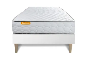 Ensemble Matelas Sommier 90x190 cm - Sommier Blanc (en kit) - Memo