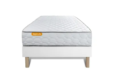 Ensemble Matelas Sommier 90x190 cm - Sommier Blanc (d&eacute;j&agrave; mont&eacute;) - Memo