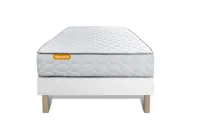 Ensemble Matelas Sommier 90x190 cm - Sommier Blanc (déjà monté) - Memo Ensemble Matelas Sommier 90x190 cm - Sommier Blanc (déjà monté) - Memo