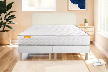 Ensemble Matelas Sommier 200x200 cm - 2 Sommiers Blanc - Memo