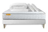 Pack lit complet 200x200 cm - Matelas + Sommier Blanc (en kit) + 2 oreillers + Couette - Memo Pack lit complet 200x200 cm - Matelas + Sommier Blanc (en kit) + 2 oreillers + Couette - Memo