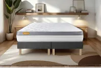 Ensemble Matelas Sommier 160x200 cm - 2 Sommiers Gris - Memo Zen Ensemble Matelas Sommier 160x200 cm - 2 Sommiers Gris - Memo Zen