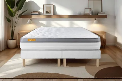Ensemble Matelas Sommier 200x200 cm - 2 Sommiers Blanc - Memo Zen