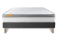 Ensemble Matelas Sommier 160x200 cm - Sommier Gris (déjà monté) - Memo Zen Ensemble Matelas Sommier 160x200 cm - Sommier Gris (déjà monté) - Memo Zen