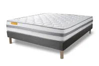 Ensemble Matelas Sommier 140x190 cm - Sommier Gris (déjà monté) - Memo Spring Ensemble Matelas Sommier 140x190 cm - Sommier Gris (déjà monté) - Memo Spring