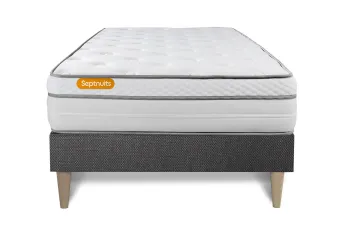 Ensemble Matelas Sommier 90x190 cm - Sommier Gris (en kit) - Memo Luxe