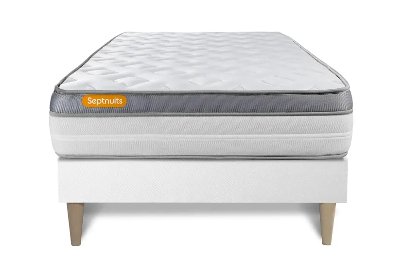 Ensemble Matelas Sommier 90x200 cm - Sommier Blanc (en kit) - Memo Zen