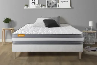 Ensemble Matelas Sommier 140x200 cm - Sommier Blanc (en kit) - Memo Plus