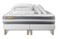 Pack lit complet 200x200 cm - Matelas + 2 Sommiers Blancs + 2 oreillers + Couette - Memo Plus Pack lit complet 200x200 cm - Matelas + 2 Sommiers Blancs + 2 oreillers + Couette - Memo Plus