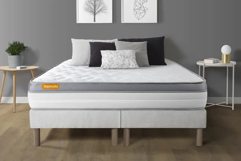 Ensemble Matelas Sommier 180x200 cm - 2 Sommiers Blanc - Memo Zen