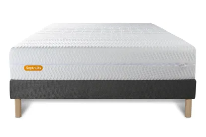 Ensemble Matelas Sommier 140x190 cm - Sommier Gris (d&eacute;j&agrave; mont&eacute;) - Memo Bio