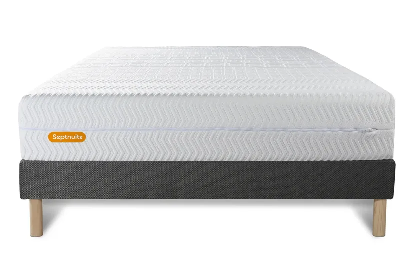 Ensemble Matelas Sommier 140x190 cm - Sommier Gris (déjà monté) - Memo Bio