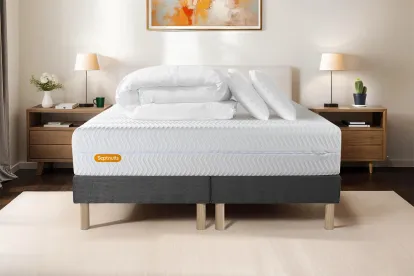 Pack lit complet 160x200 cm - Matelas + 2 Sommiers Gris + 2 oreillers + Couette - Memo Bio