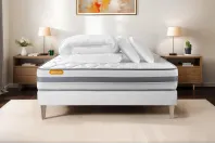 Pack lit complet 140x190 cm - Matelas + Sommier Blanc (en kit) + 2 oreillers + Couette - Memo Spring Pack lit complet 140x190 cm - Matelas + Sommier Blanc (en kit) + 2 oreillers + Couette - Memo Spring