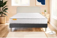 Ensemble Matelas Sommier 140x190 cm - Sommier Gris (en kit) - Memo Ensemble Matelas Sommier 140x190 cm - Sommier Gris (en kit) - Memo