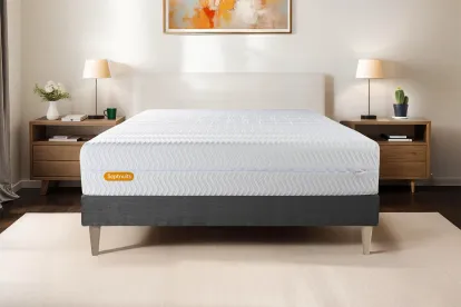 Ensemble Matelas Sommier 200x200 cm - Sommier Gris (en kit) - Memo Bio