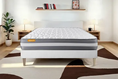 Ensemble Matelas Sommier 140x190 cm - Sommier Blanc (en kit) - Memo Plus