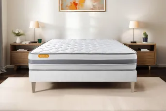 Ensemble Matelas Sommier 140x190 cm - Sommier Blanc (en kit) - Memo Spring