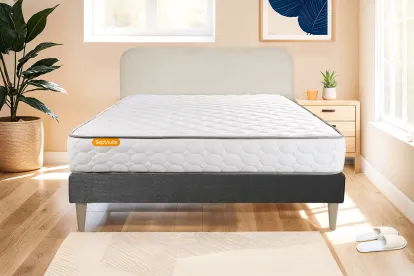Ensemble Matelas Sommier 140x200 cm - Sommier Gris (en kit) - Memo