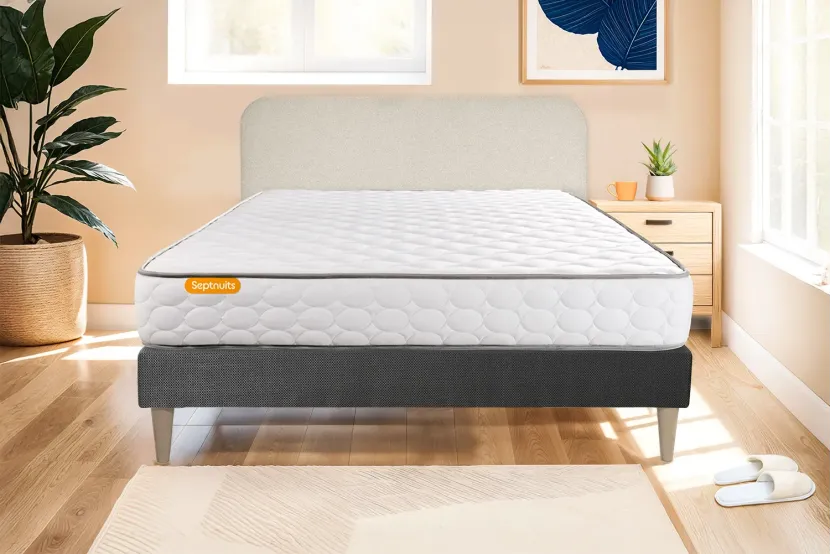 Ensemble Matelas Sommier 200x200 cm - Sommier Gris (en kit) - Memo