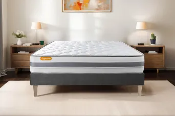 Ensemble Matelas Sommier 200x200 cm - Sommier Gris (en kit) - Memo Spring