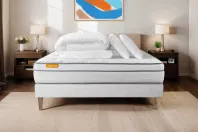 Pack lit complet 200x200 cm - Matelas + Sommier Blanc (en kit) + 2 oreillers + Couette - Memo Luxe Pack lit complet 200x200 cm - Matelas + Sommier Blanc (en kit) + 2 oreillers + Couette - Memo Luxe